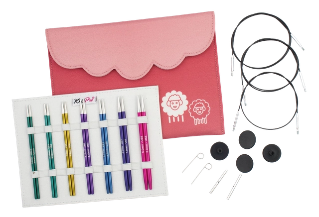 Knitpro zing midi sæt kabelpinde + swivel 47434