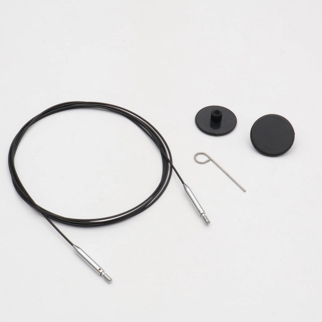 KnitPro Thin & Flex Sort Swivel Kabel til Udskiftelige Rundpinde