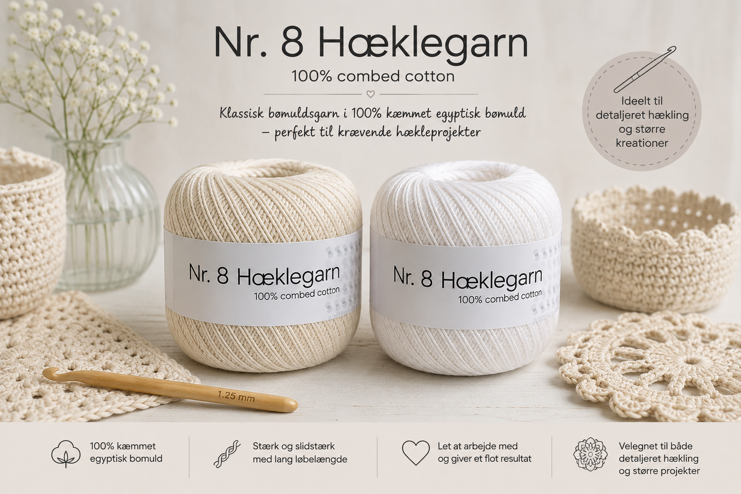 Hæklegarn nr 8