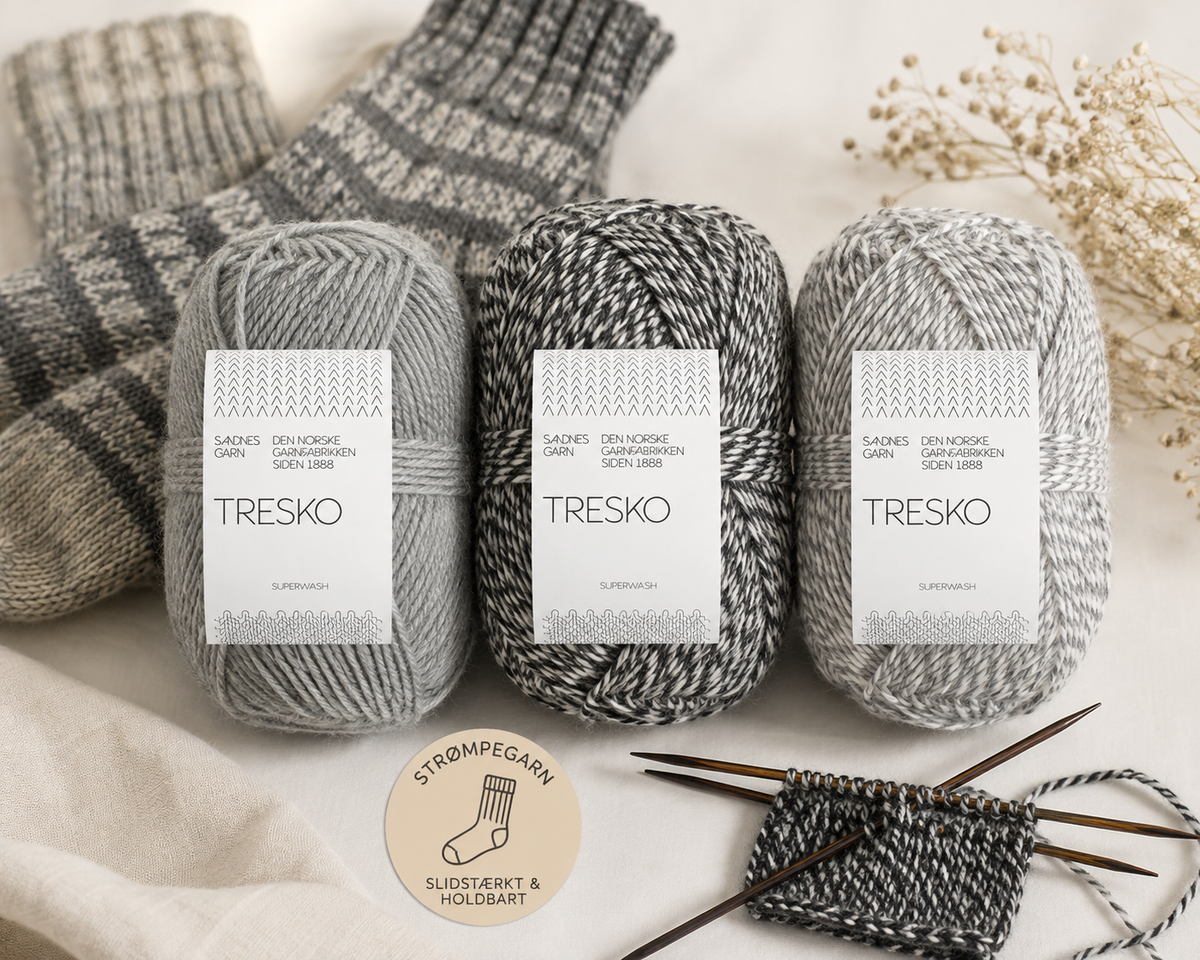 Tresko 3-trådet strømpegarn