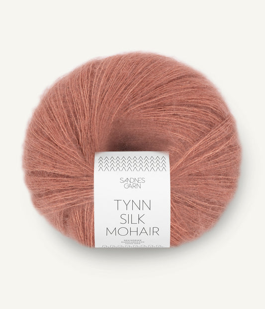 Tynn silk mohair støvet plommerosa