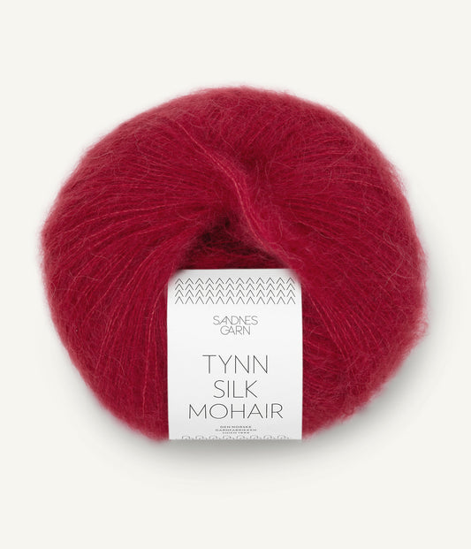 Tynn Silk Mohair Dyp Rød