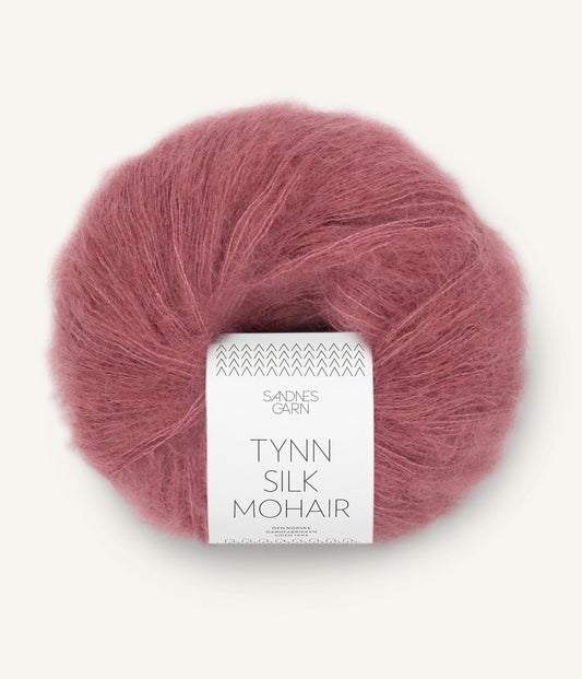 Tynn Silk Mohair Mørk Gammelrosa