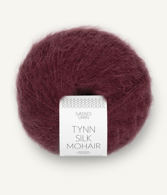 Tynn Silk Mohair Dyp Burgunder
