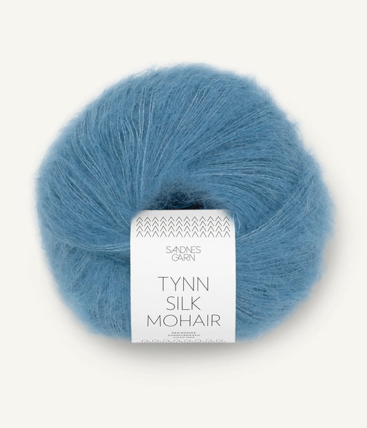 Tynn Silk Mohair Mørk Himmelblå