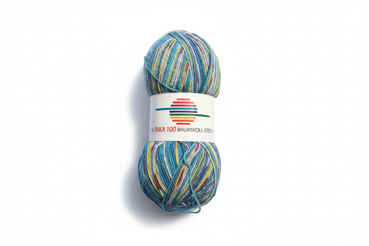Inka 100 BWS - Stretch Turkis/Gul/Natur (meleret)