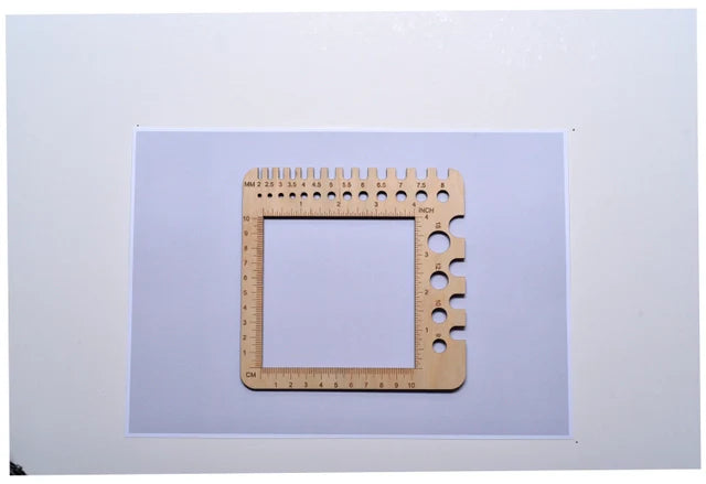 Pindemål/strikkefasthedsramme træ 15x15 cm
