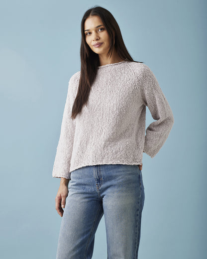 Strikkekit: Ida – Bluse med rullekant (garn + opskrift)