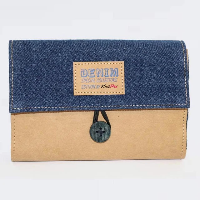 KnitPro Indigo Wood – udskifteligt pindesæt i denim-etui