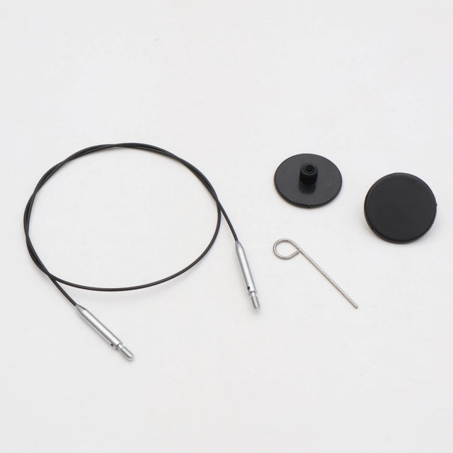 KnitPro Thin & Flex Sort Swivel Kabel til Udskiftelige Rundpinde
