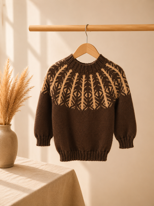 Strikkekit: Idom Baby Sweater – klassisk nordisk babystrik (garn + opskrift inkluderet)