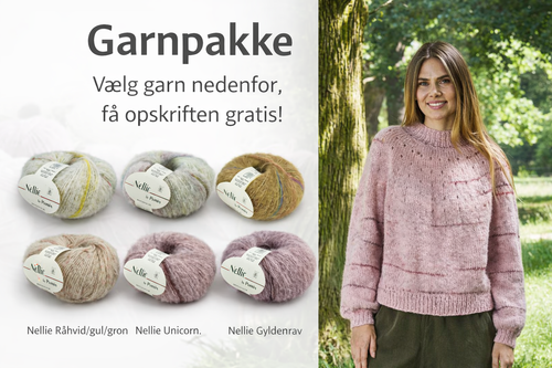 Komplet garnpakke til Nellie Sweater med rundt bærestykke inkl. opskrift