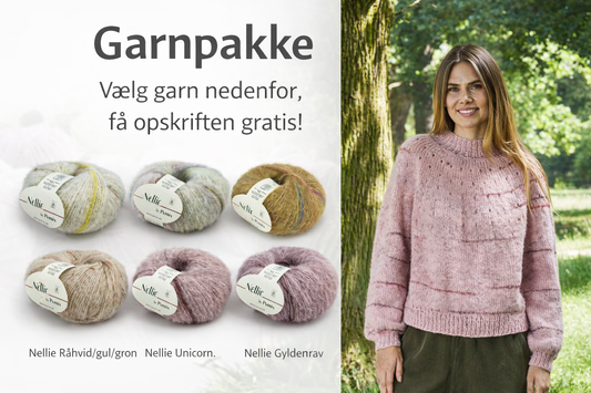 Komplet garnpakke til Nellie Sweater med rundt bærestykke inkl. opskrift