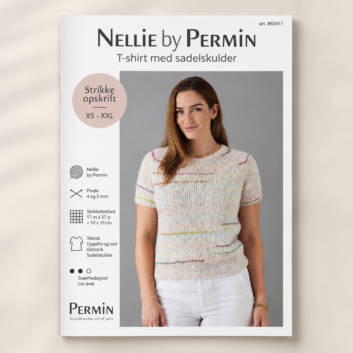 Opskrift til strikkekit: Nellie t-shirt med sadelskulder