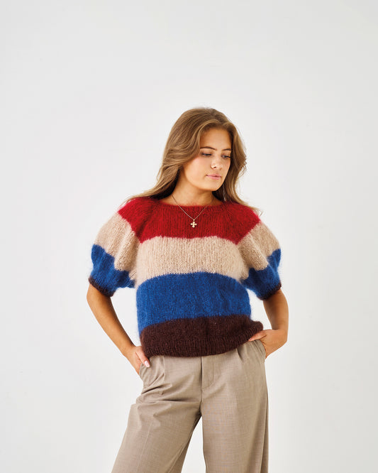 Opskrift: RAGLANBLUSE MED KORT PUFÆRME & STRIBER