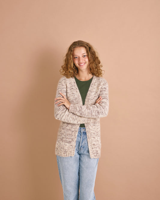 Lang cardigan med V-hals
